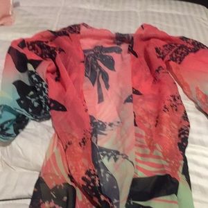 Multicolored then palm tree swimsuit cover